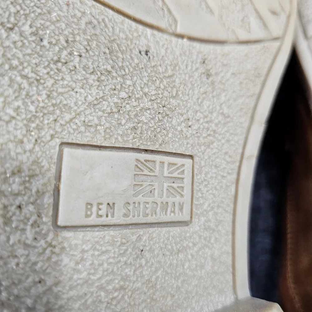 Ben Sherman Oxford Mens 9.5 Tan Cap Toe Lace Up Casual Dress Shoes Classic Mod